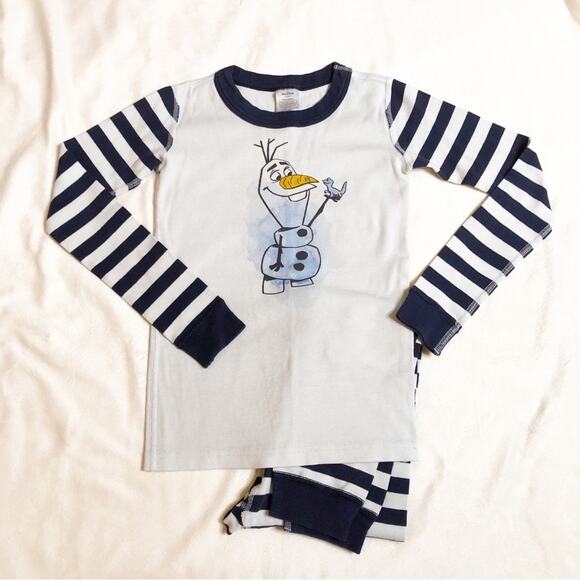 Hanna Andersson white navy Frozen Olaf pajamas size 130 or US 8 - Picture 1 of 8